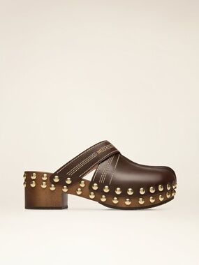Bally Leather Clogs Mules Brown Leather NEW IN BOX Size 39 US 8.5 Women’s Shoes